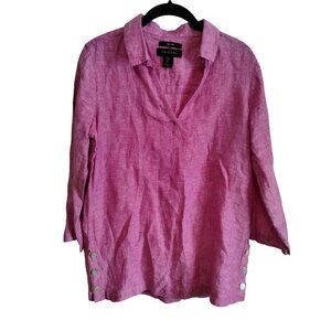 Tahari 100% Linen‎ purple blouse